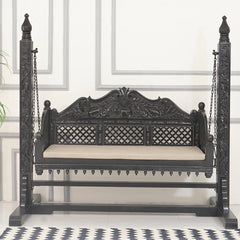 Modern Mango Solid Wood Black Finish 2 Seater Swing Chair