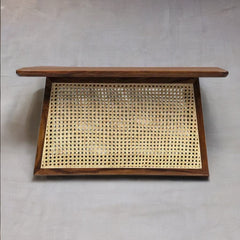 Classic Rattan Sheesham Solid Wood Walnut Finish Coffee Table