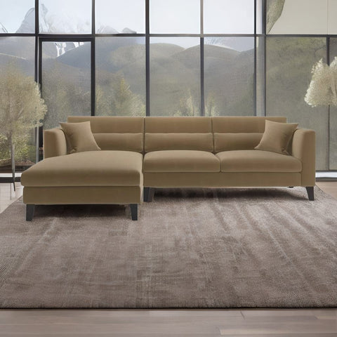 Modern Solid Wood Elizabeth Sectional Sofa in Brown
