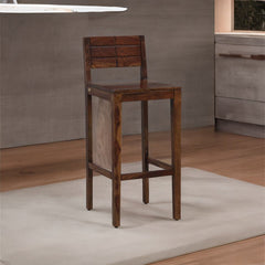 Sheesham Wood Bar Stools with Backs Provincial Teak Finish
