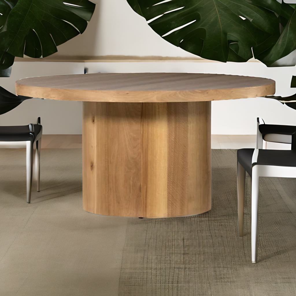 Classic Wooden Round Dining Table - Natural Finish