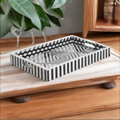 Bone Inlay Rectangle Platter - Geometric Pattern