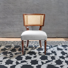 Classic Rattan Sheesham Solid Wood and Fabric Dining Chair