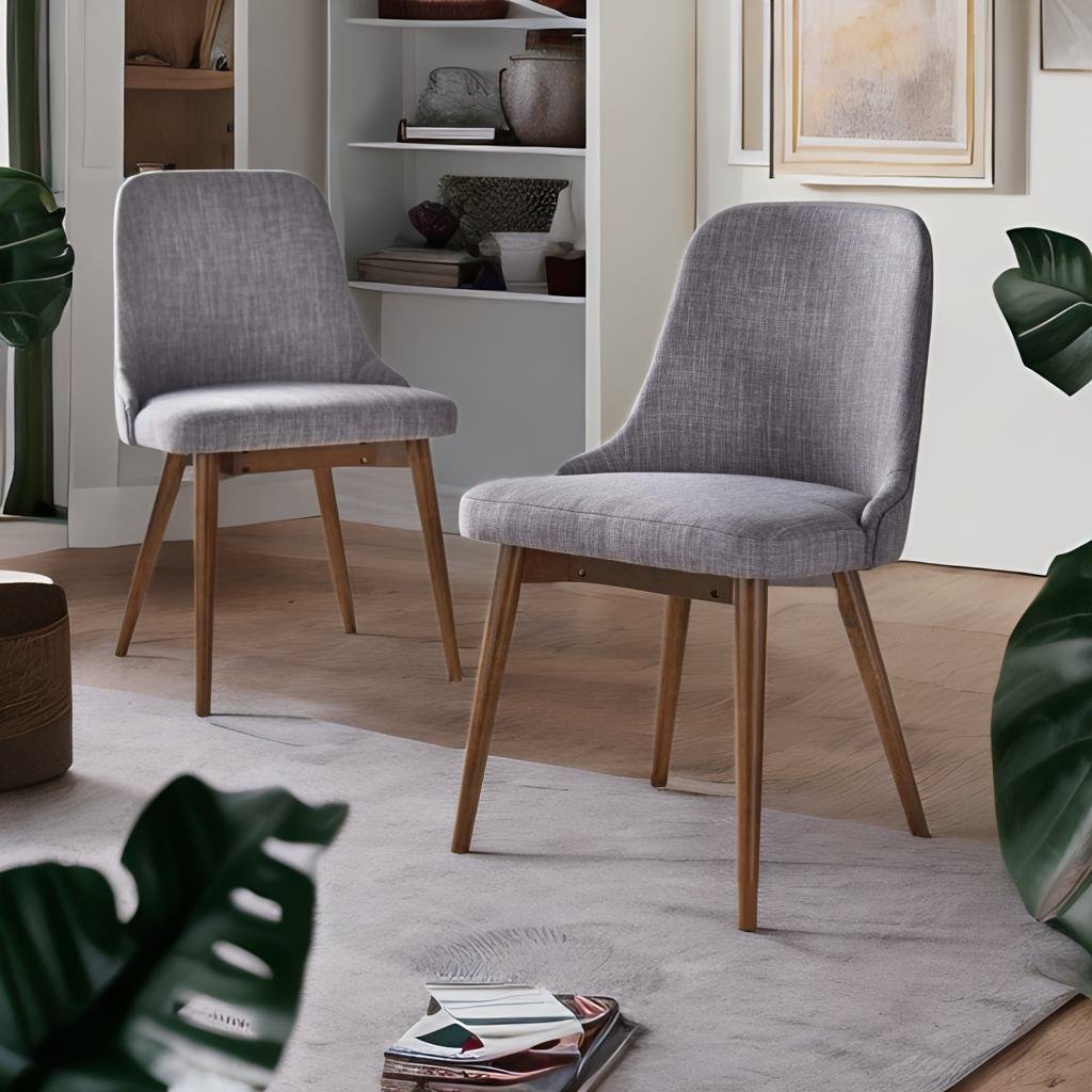 Modern Solid Wood Round Marble Top 4 Seater Dining Table Set