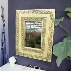 Bone Inlay Hand Painted Indian Mirror Frame