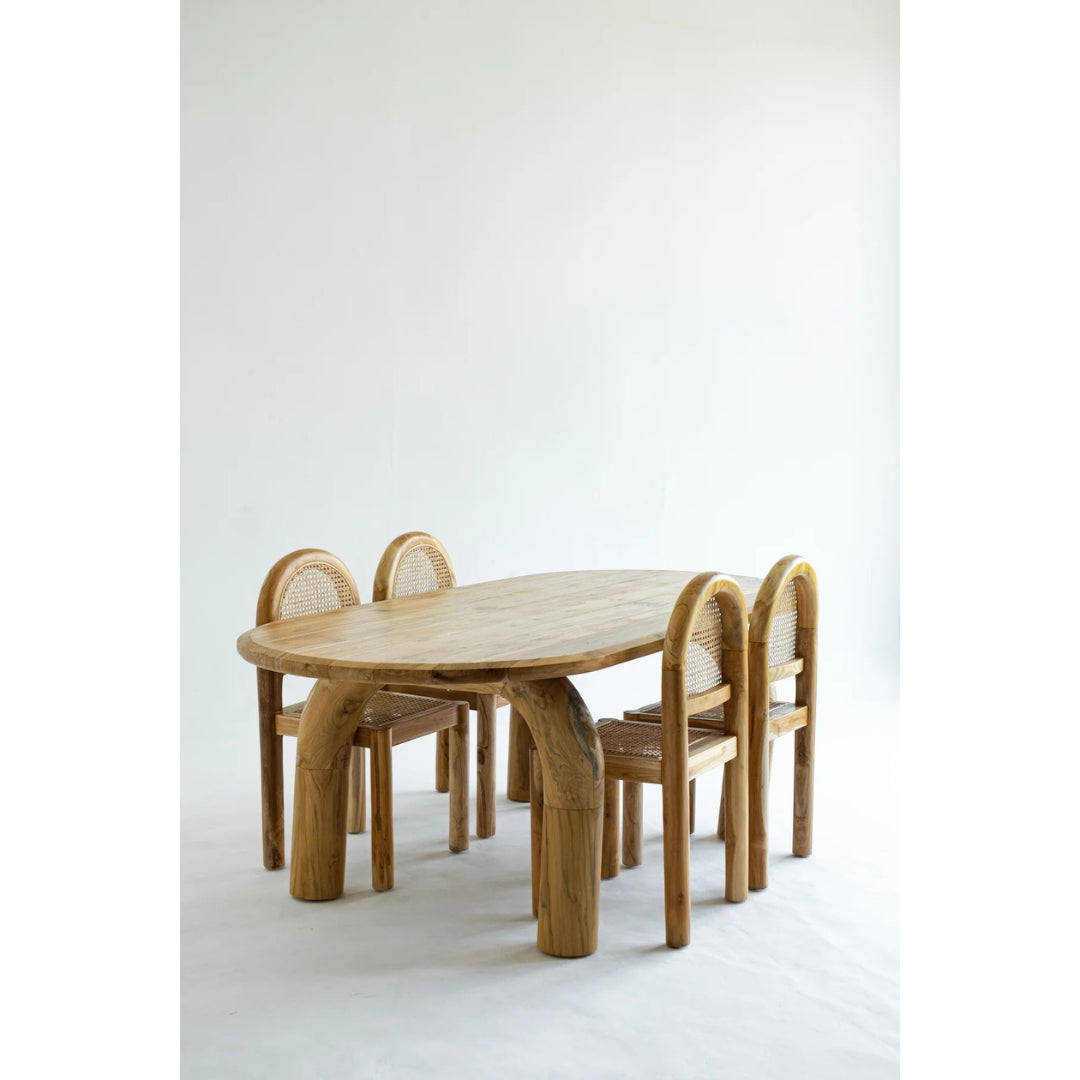 Exclusive Solid Teakwood Curved Dining Table Set - 4 Seater, 6 Seater - All Sizes