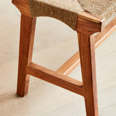 Classic Wood And Jute Woven Bench