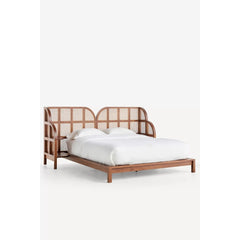 Berlin Rattan Solid Wood Bed With Sidetables – All Sizes