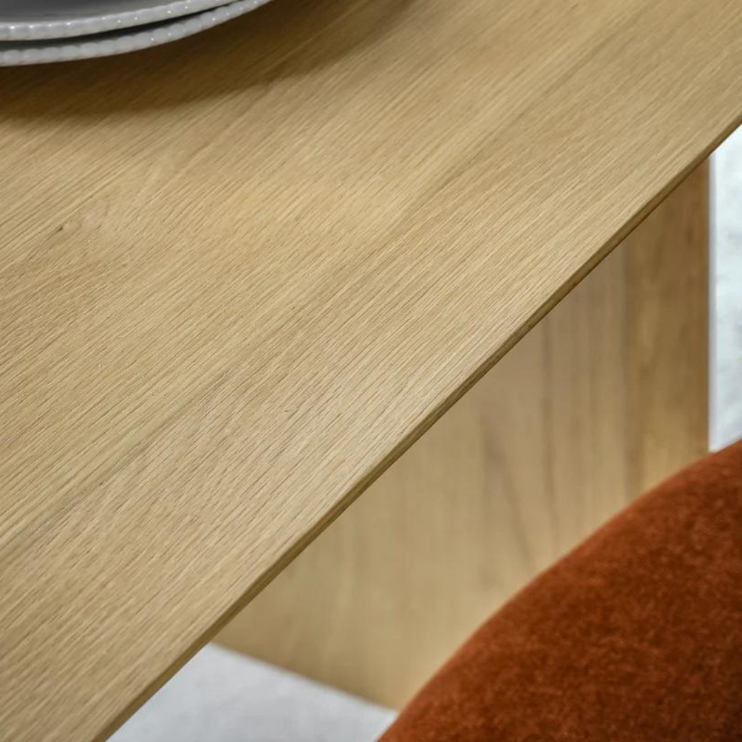 Retro Solid Wood Curved 6 Seater Dining Table