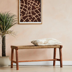 Classic Wood And Jute Woven Bench