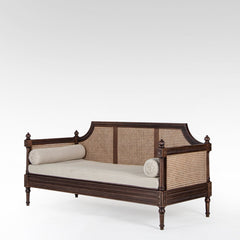Classic Rattan Solid Wood Day Bed- Brown Finish