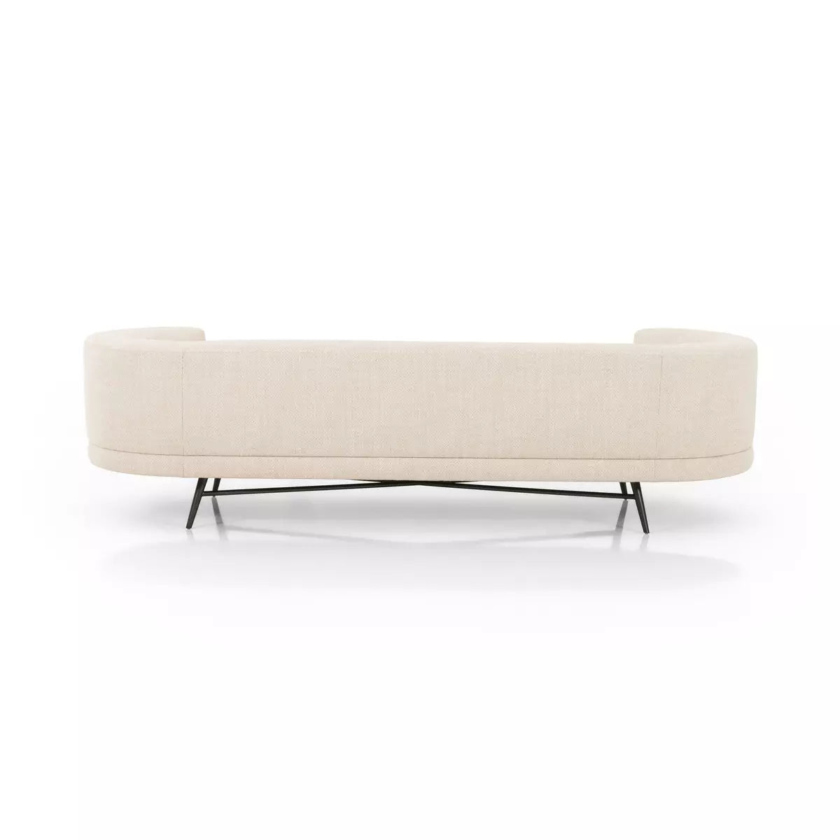 Modern 3 Seater Curve Fabric Sofa - Off- White Finish