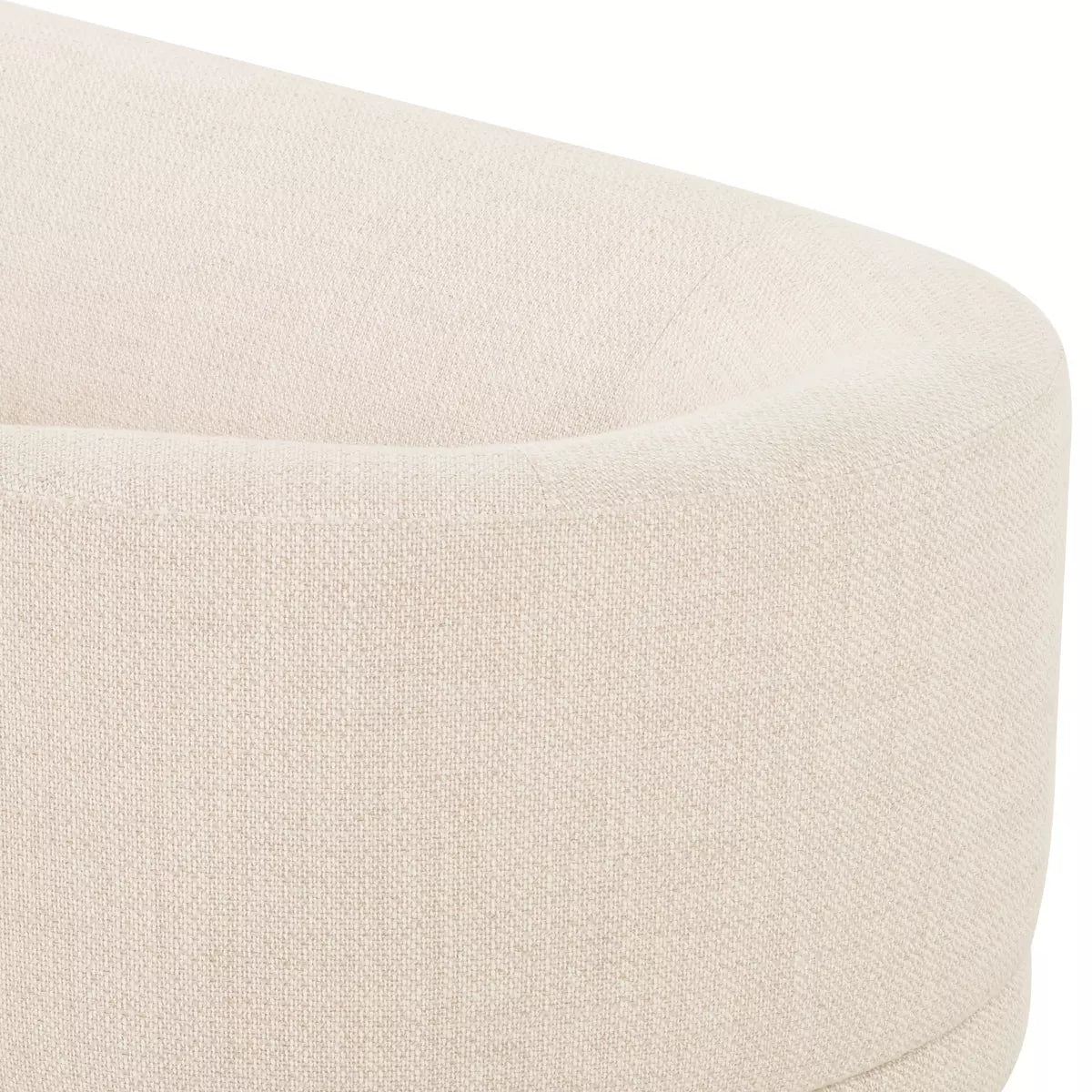 Modern 3 Seater Curve Fabric Sofa - Off- White Finish