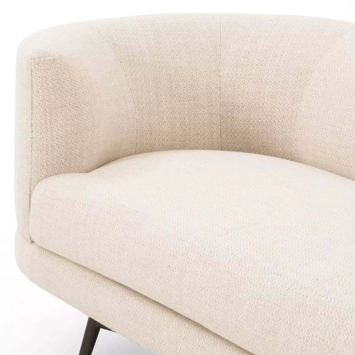 Modern 3 Seater Curve Fabric Sofa - Off- White Finish