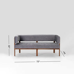 Classic Sheesham Solid Wood and Fabric Grey 3 Seater Sofa