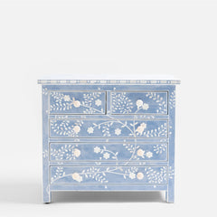 Blue Toki Bone Inlay Chest of 5 Drawers