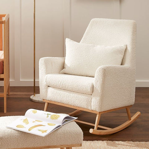 Kids White Boucle Rocking Chair