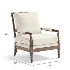Classic & Modern Solid Wood Arm Chair - White Finish