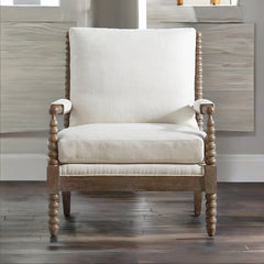 Classic & Modern Solid Wood Arm Chair - White Finish