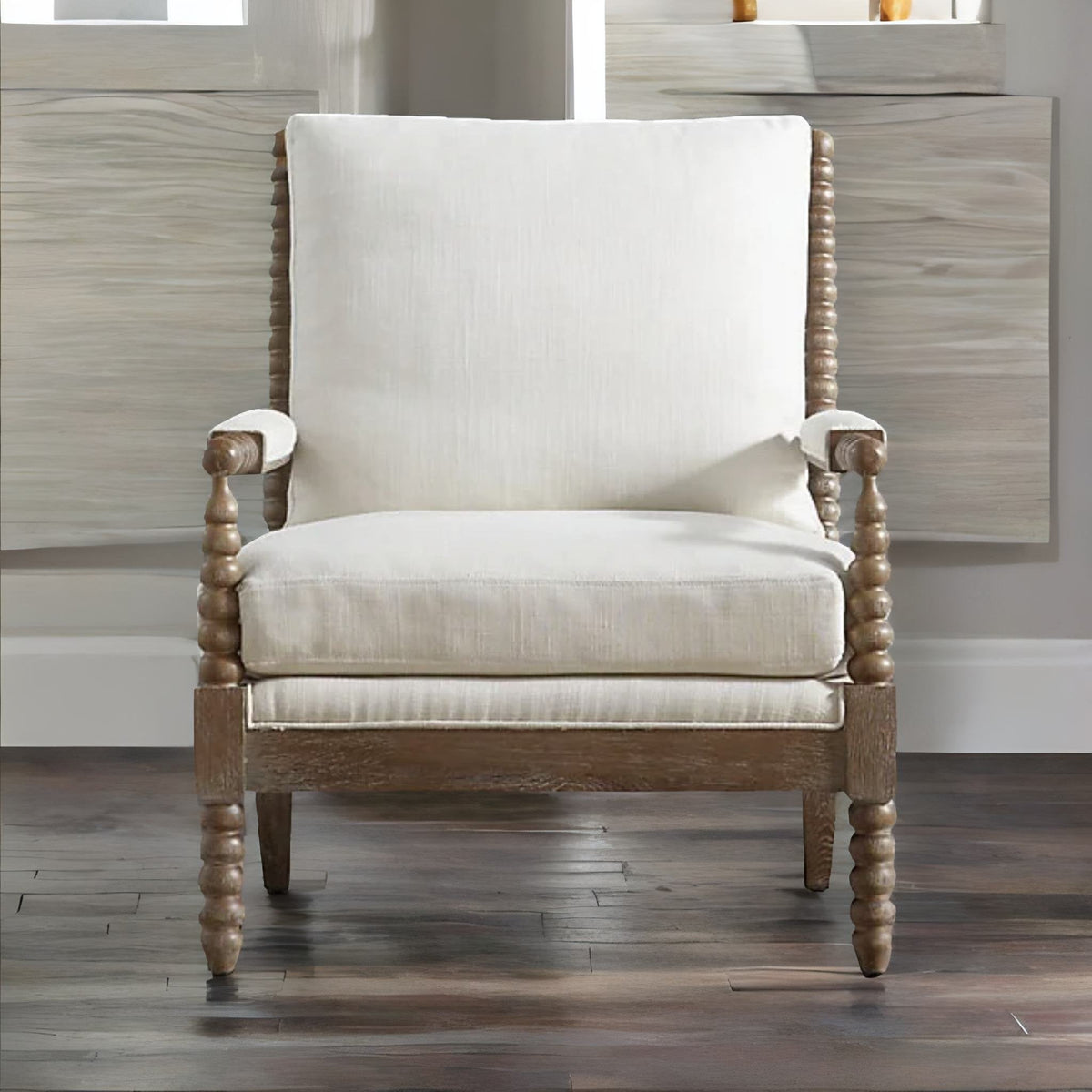 Classic & Modern Solid Wood Arm Chair - White Finish