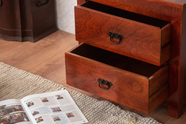 Modern Hollis Solid Mango Wood Nightstand Bedside Table