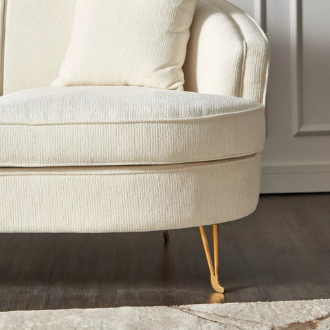 Modern Solid Wood 3 Seater Fabric Sofa - White Finish