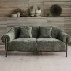 Modern Solid Wood 2 Seater Velvet Sofa - Green Finish