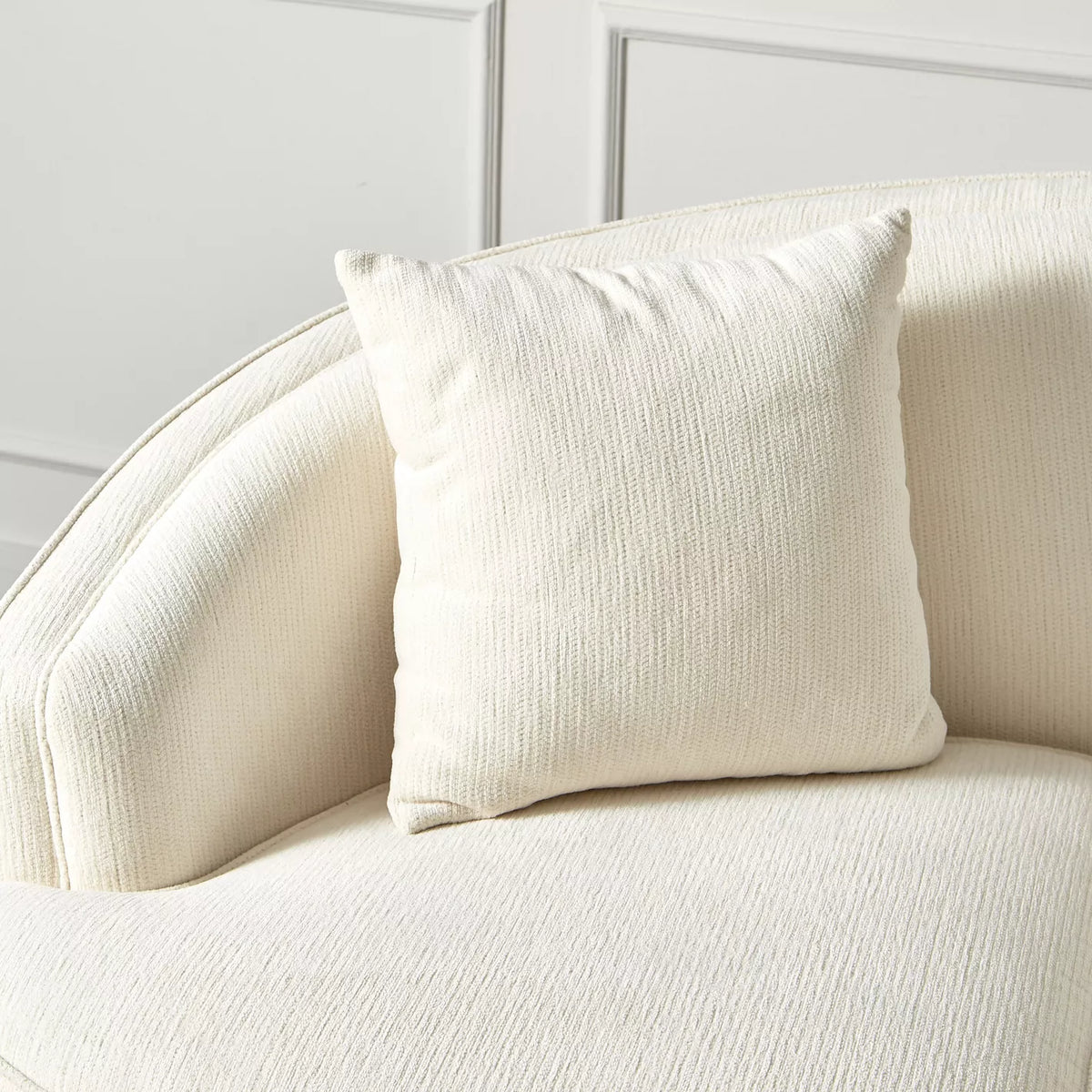 Modern Solid Wood 3 Seater Fabric Sofa - White Finish