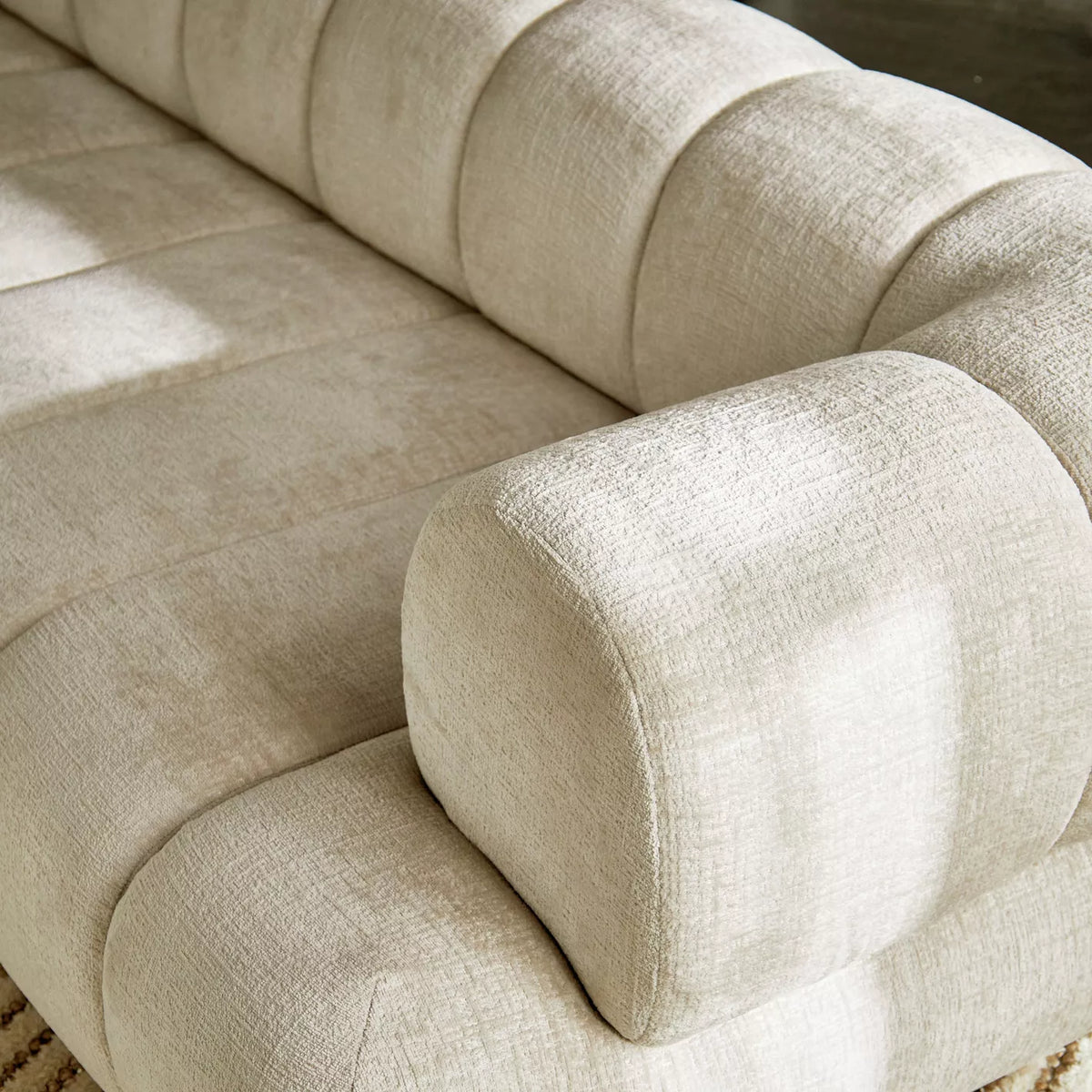 Milano Beige Modern Boucle Fabric Sofa - 4 Seater