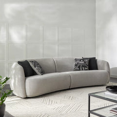 Modern Solid Wood Premium Fabric 3 Seater Sofa - Grey Finish