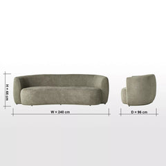 Modern Solid Wood 3 Seater Fabric Sofa- Green Finish