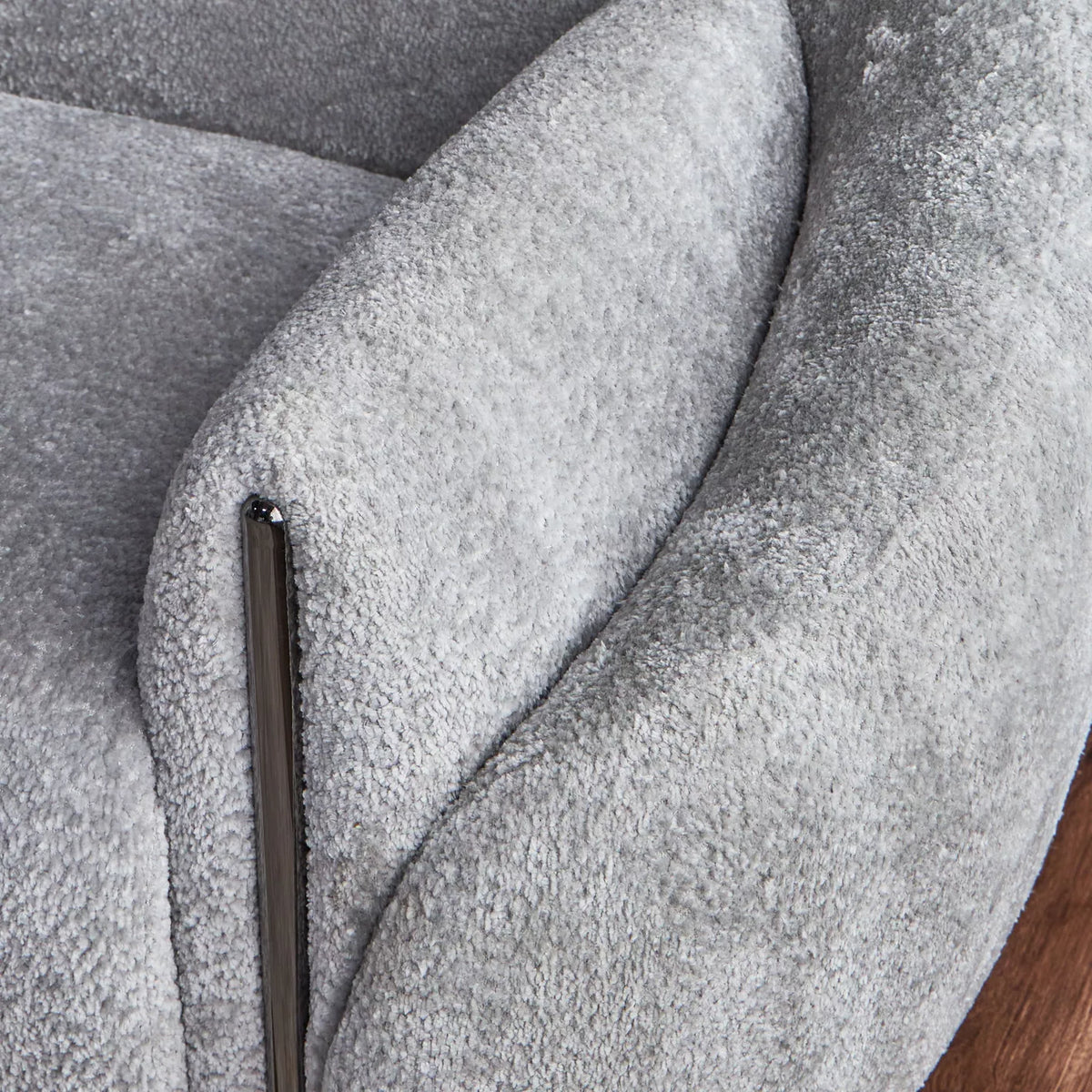 Milano Modern Grey Finish Curve Boucle Fabric Sofa - 3 Seater