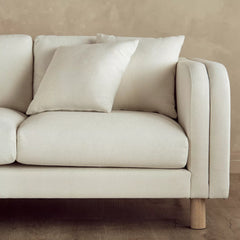 Modern Solid Wood 2 Seater Fabric Sofa - Beige Finish