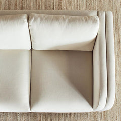 Modern Solid Wood 2 Seater Fabric Sofa - Beige Finish