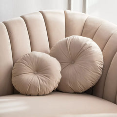 Modern Solid Wood 3 Seater Velvet Sofa- Beige Finish