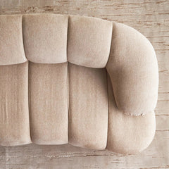 Modern Solid Wood Premium Fabric 4 Seater Sofa - Cream Finish