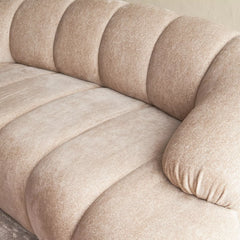 Modern Solid Wood Premium Fabric 4 Seater Sofa - Cream Finish