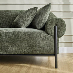 Modern Solid Wood 2 Seater Velvet Sofa - Green Finish