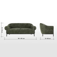 Modern Solid Wood 2 Seater Velvet Sofa - Green Finish