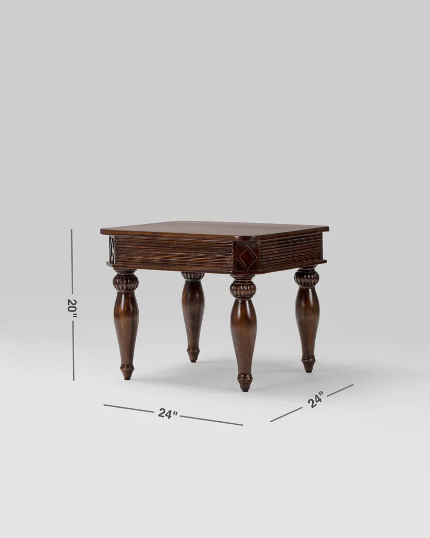 Classic  Sheesham Wood Brown Finish End Table