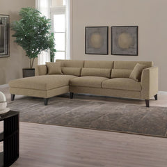 Fabric 3 Seater L Shape Sofa in Brown Finish