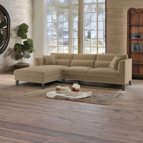 Modern Solid Wood Elizabeth Sectional Sofa in Brown