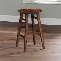 Rustic Teak Finish Outdoor Bar Stool