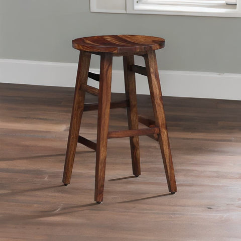 Rustic Teak Finish Outdoor Bar Stool