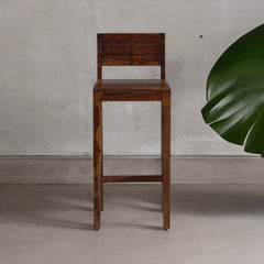 Sheesham Wood Bar Stools with Backs Provincial Teak Finish