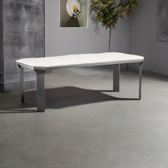 Classic Wooden Marble Dining Table - In Black Finish