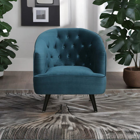 Elizabeth Premium Velvet Fabric Teal Color Barrel Chair