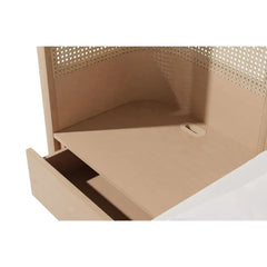 Rio Classic Solid Wood Rattan Bed With Attached Side Table In Natural Finish -All sizes