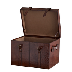 Vintage Leather Trunk Side Table