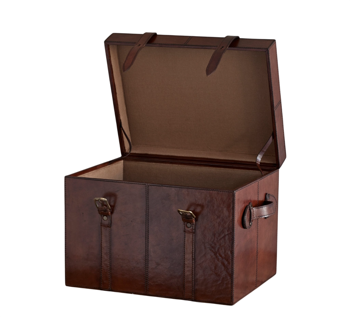 Vintage Leather Trunk Side Table